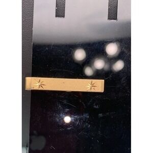 Vintage Swank Gold Tone Textured And Star Etched Tie Bar / Clip Signed